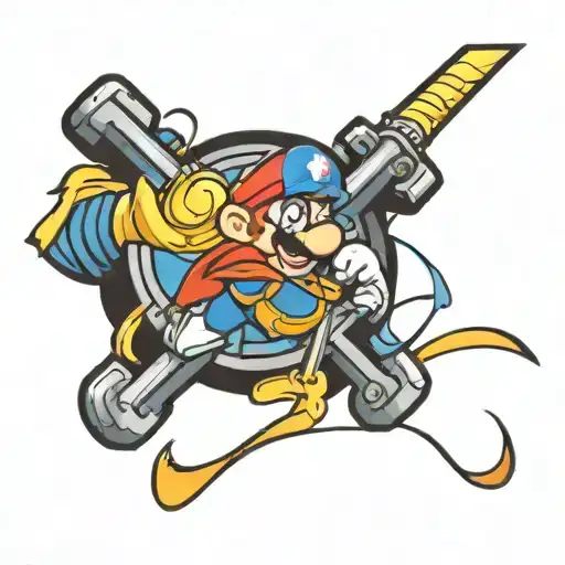 Excalibur on super Mario tattoo design idea