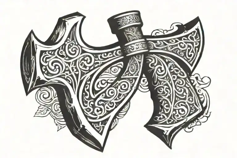viking Axe in ragnarok tattoo design idea