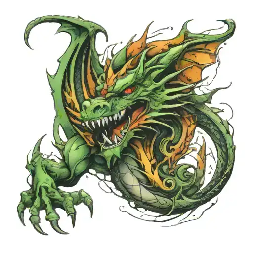 Hobo dragon on full attack tattoo design idea