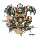 Iron Giant  rusting on skateboard tattoo design idea