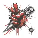 sledgehammer scary fist bumping tattoo design idea