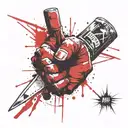 sledgehammer scary fist bumping tattoo design idea