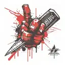 sledgehammer scary fist bumping tattoo design idea