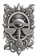 ankh with eye of horus and scarab  tattoo design idea