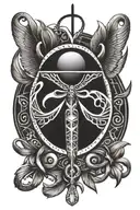 ankh with eye of horus and scarab  tattoo design idea