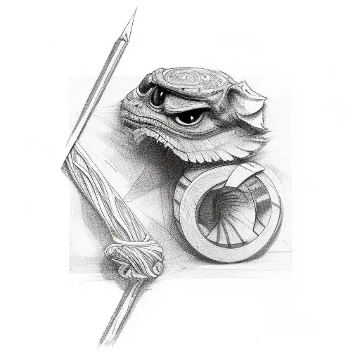 bo staff with tape in the middle tattoo design idea