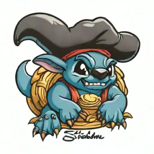 disneys stitch wearing a chef hat and rolling croissants tattoo design idea