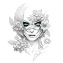 GENERATE A tattoo on the back of a girl, with a creeper flowe. Use a minamlist style with strokes and expulsion of color tattoo design idea