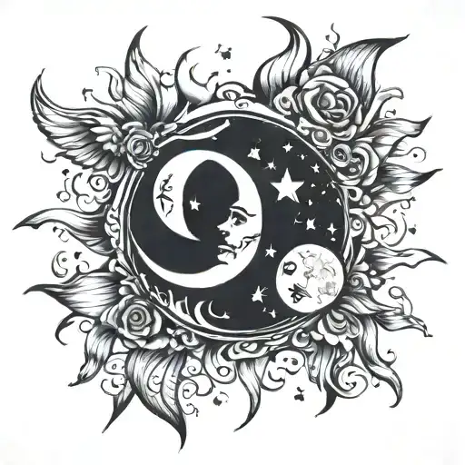 moon and sun are its words fighting evil by moonlight, winning love by daylight  tattoo design idea