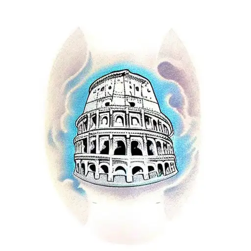 atlas with the Colosseum shaded under  tattoo design idea