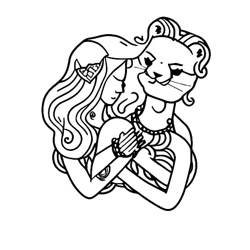male leo person hugging female aquarius person tattoo design idea