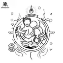 male leo person hugging female aquarius person tattoo design idea