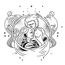 male leo person hugging female aquarius person tattoo design idea