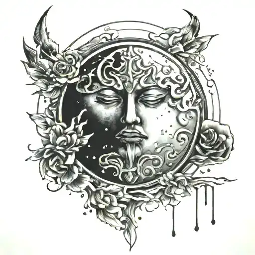 Crying blood moon tattoo design idea