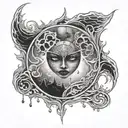 Crying blood moon tattoo design idea