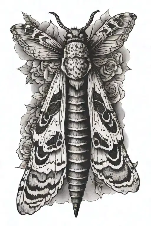 death head moth with a semi colon tattoo design idea