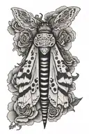 death head moth with a semi colon tattoo design idea