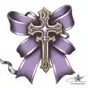 purple domestic violence ribbon with a cross at the end of the ribbon hanging down. The looks like a cancer ribbon tattoo design idea