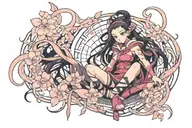 nezuko leg piece tattoo design idea