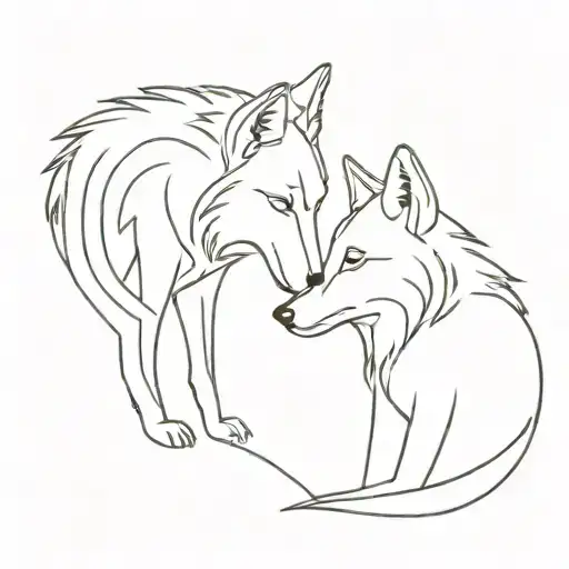 wolf couple embracing tattoo design idea