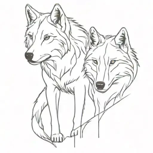wolf couple tattoo design idea