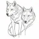 wolf couple tattoo design idea