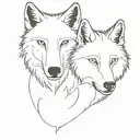 wolf couple tattoo design idea