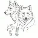 wolf couple tattoo design idea