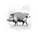 Boar riding a bicicle. tattoo design idea