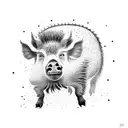 Boar riding a bicicle. tattoo design idea