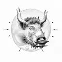 Boar riding a bicicle. tattoo design idea