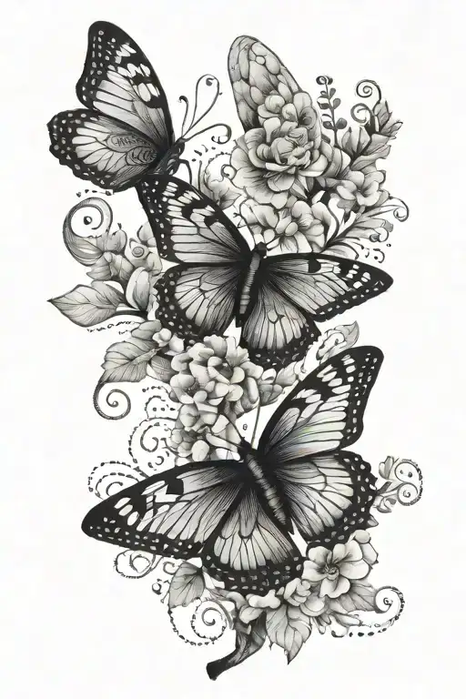 root, flower, butterfly, fingerprint tattoo design idea