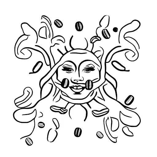 A minimalist tattoo of Taylor Swift's silhouette with coffee beans incorporated into the design tattoo design idea
