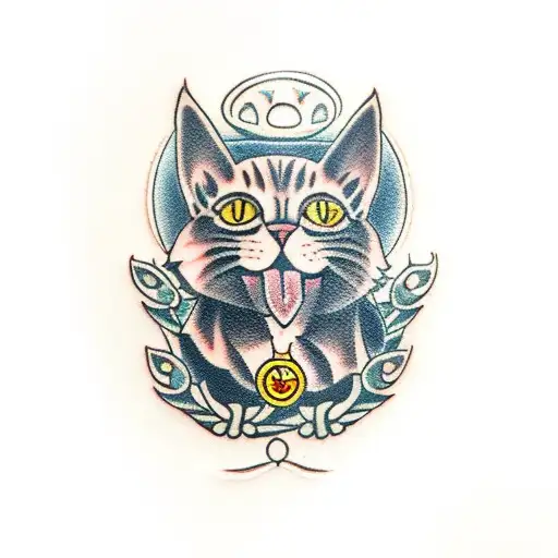 cat sat on chair  tattoo design idea