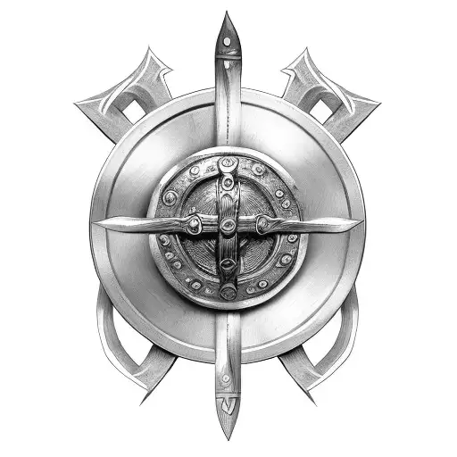 viking shield cross axes  tattoo design idea
