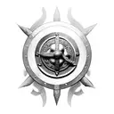 viking shield cross axes  tattoo design idea