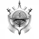viking shield cross axes  tattoo design idea