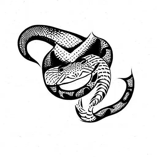 cute hump-nosed pit viper tattoo design idea