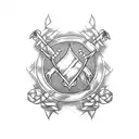 Scottish flag on gothic arrow with Scottish rose tattoo design idea