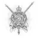 Scottish flag on gothic arrow with Scottish rose tattoo design idea