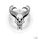 ram skull with two birds and eyeball tattoo design idea
