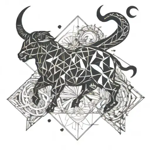 Taurus zodiac symbol in maritime concept tattoo design idea