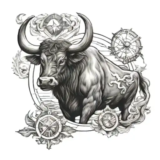 Taurus symbol in maritime concept design tattoo design idea