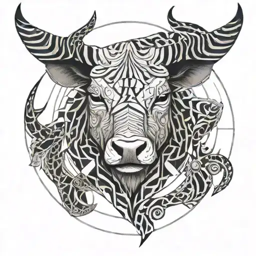 Taurus in maritime concept tattoo design idea
