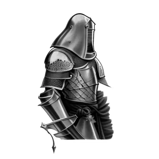 a knight in armor tattoo design idea
