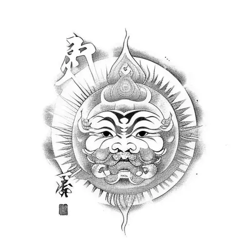 yin yang with sun wukong tattoo design idea