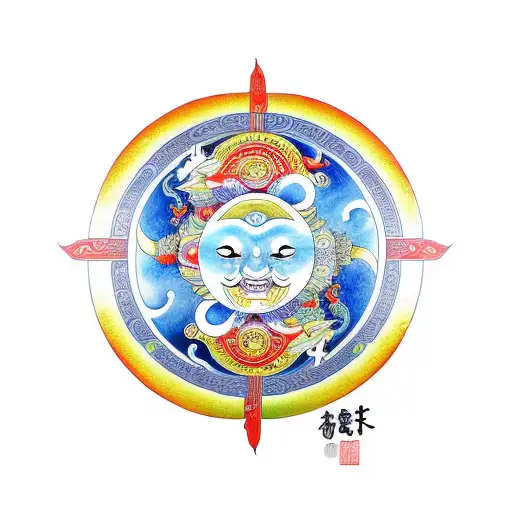 yin yang with sun wukong tattoo design idea