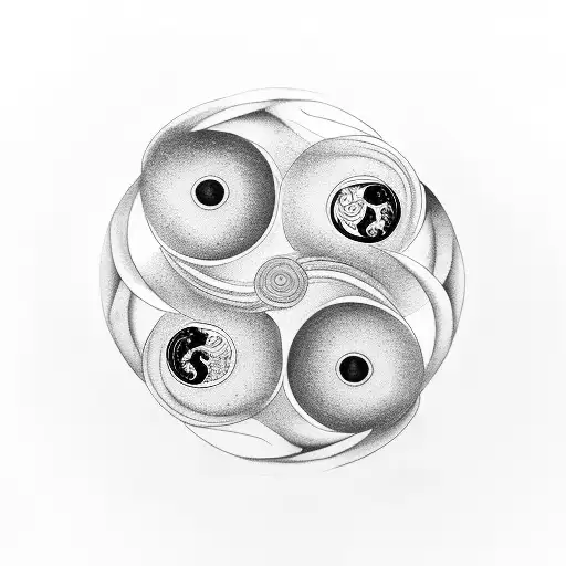 yin yang with monkey tattoo design idea