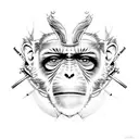 gemini with monkey tattoo design idea