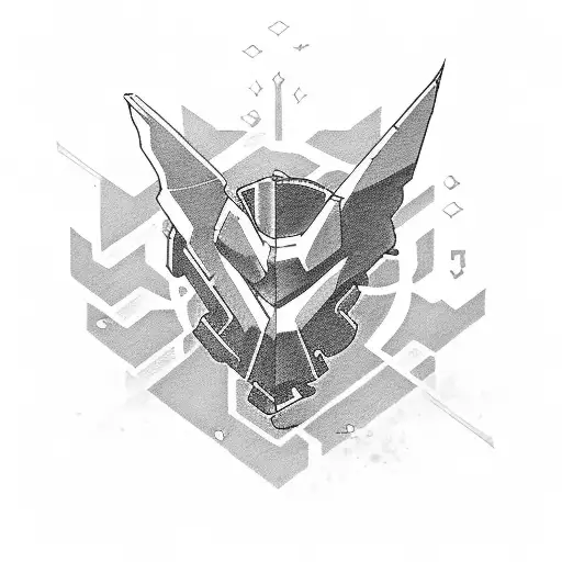 Design a black-grey tattoo of a Counter Strike weapon with an anime-inspired twist tattoo design idea